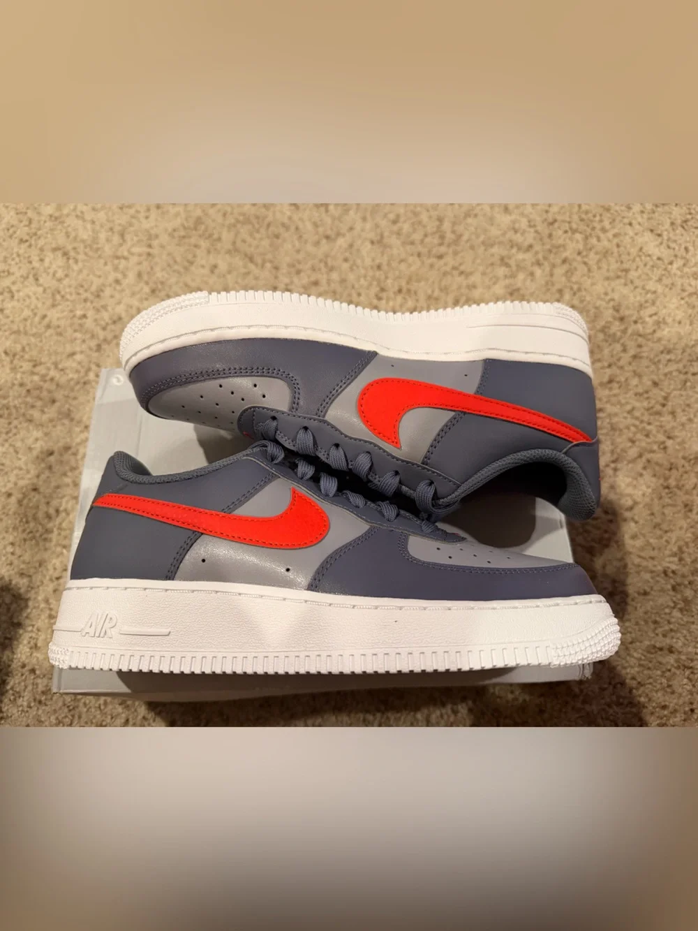 Nike Air Force 1 '07 LV8 Cool Grey Team Crimson Sneakers Size 6Y/7.5 Women’s